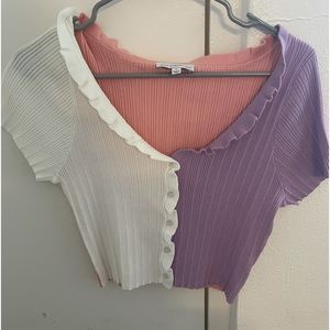 Multi-colored crop top, size large